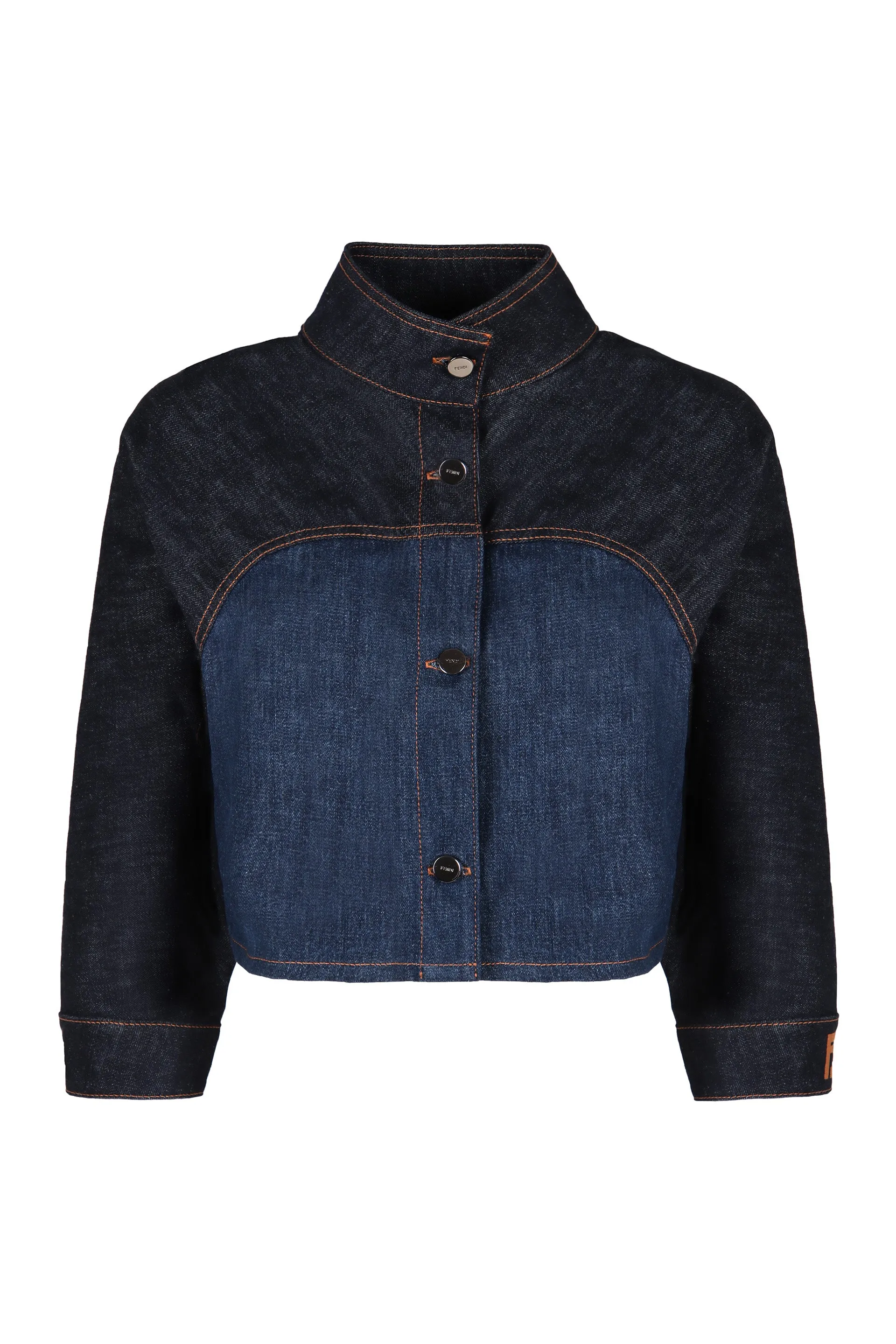 FENDI Chic Contrast Logo Denim Jacket