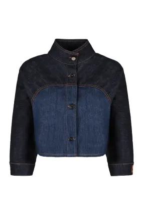 FENDI Chic Contrast Logo Denim Jacket