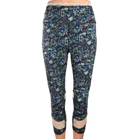 Free People Movement Lose Your Marbles Blue Floral Crop Activewear Leggings Sz S