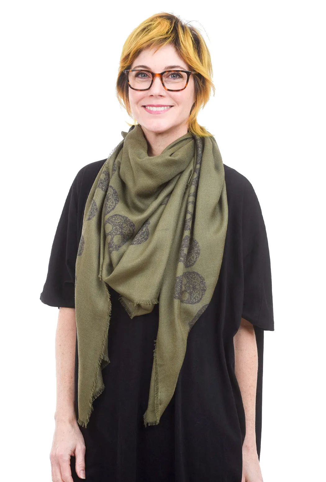 Frida Skull Scarf, Olive