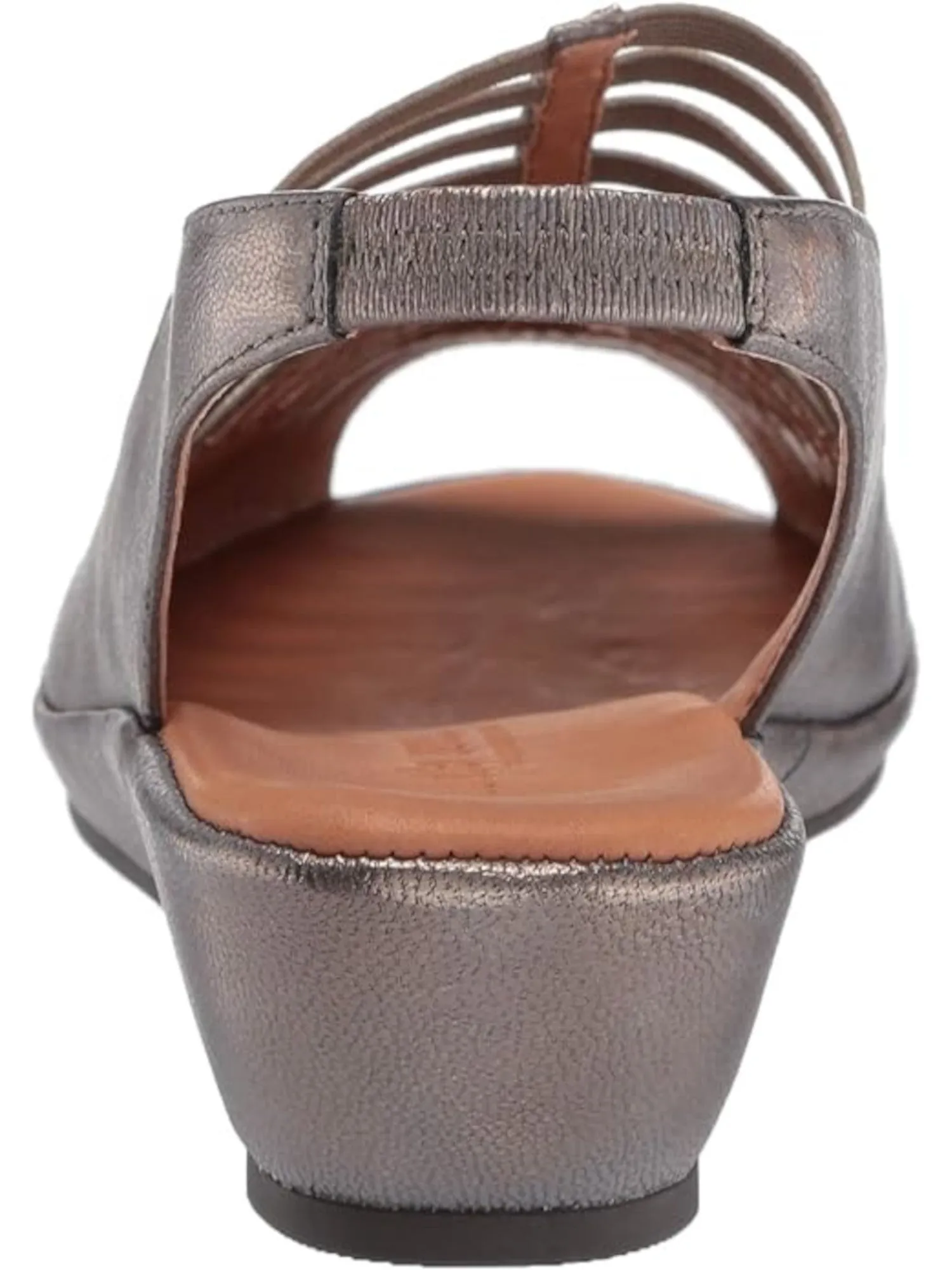 GENTLE SOULS KENNETH COLE Womens Gray Mixed Media Goring Cushioned Lee Peep Toe Wedge Slip On Leather Slingback Sandal M