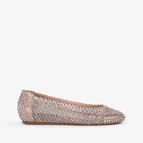 GILDA BALLET FLAT Skin nude fishnet ballet flat with Crystals