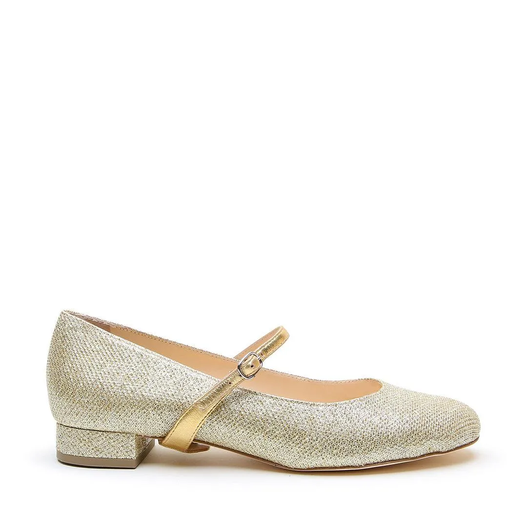 Gold Glitter Ballet Flat + Gold Twiggy Strap