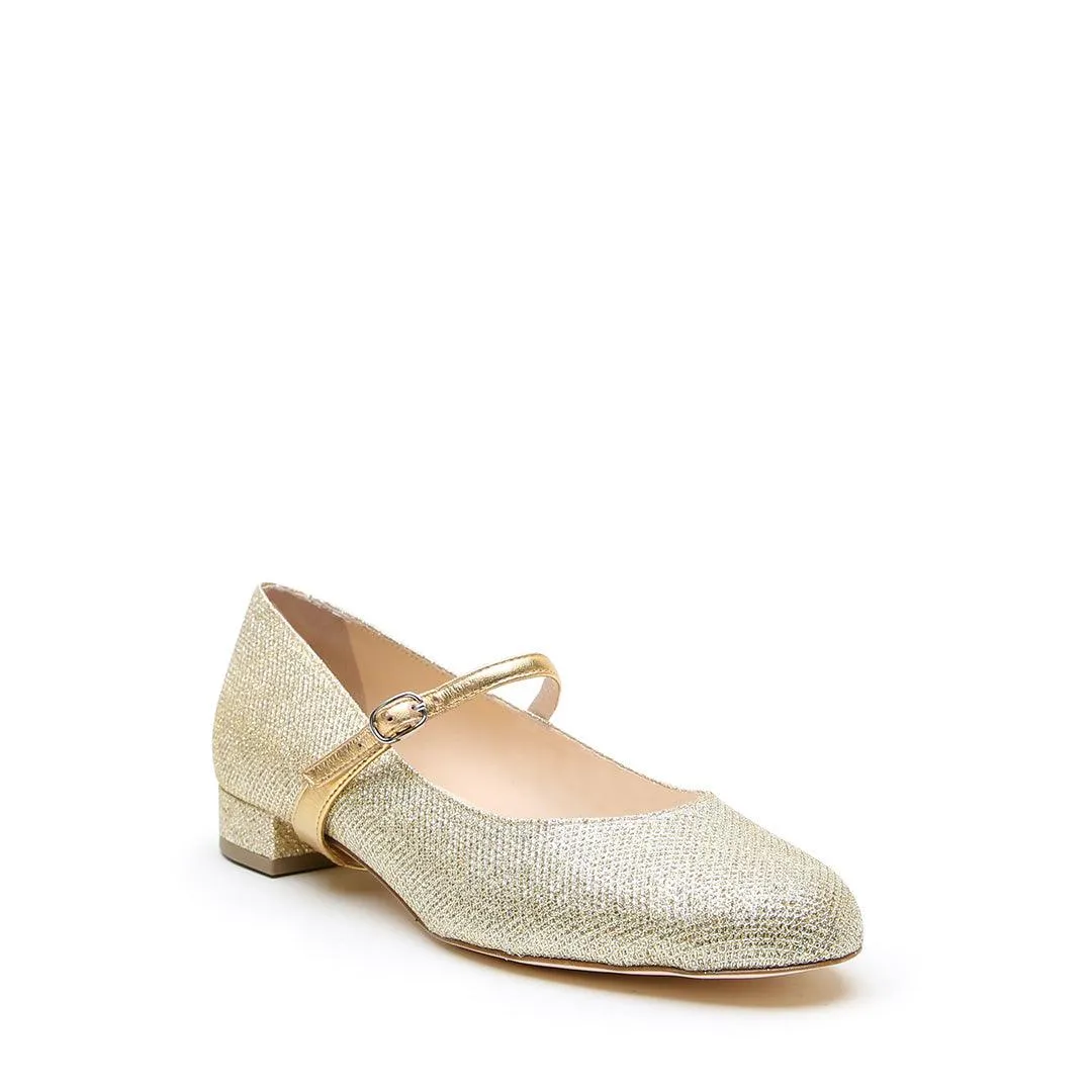 Gold Glitter Ballet Flat + Gold Twiggy Strap