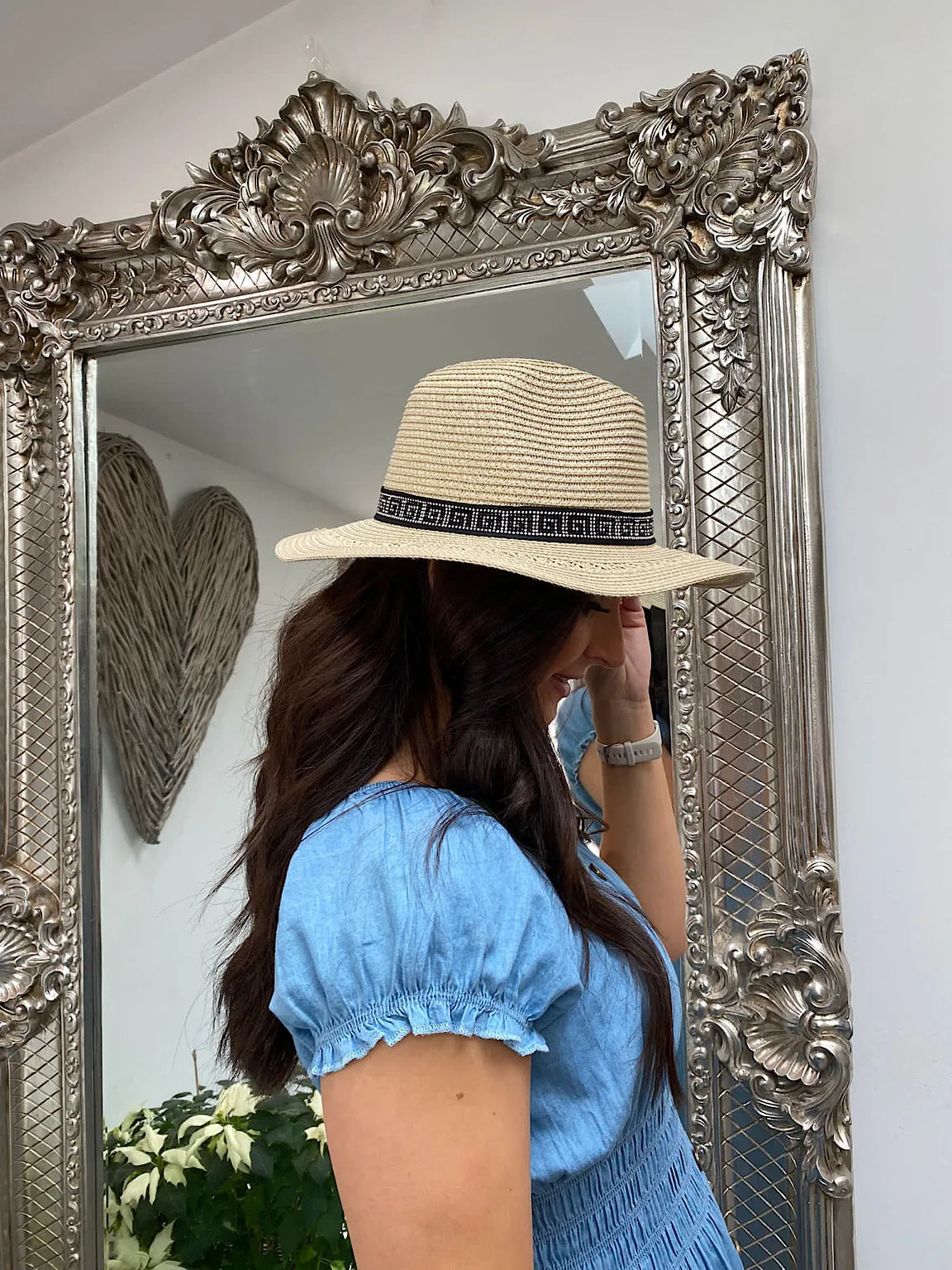 Greek Style Diamante Wrap Straw Hat Kylie