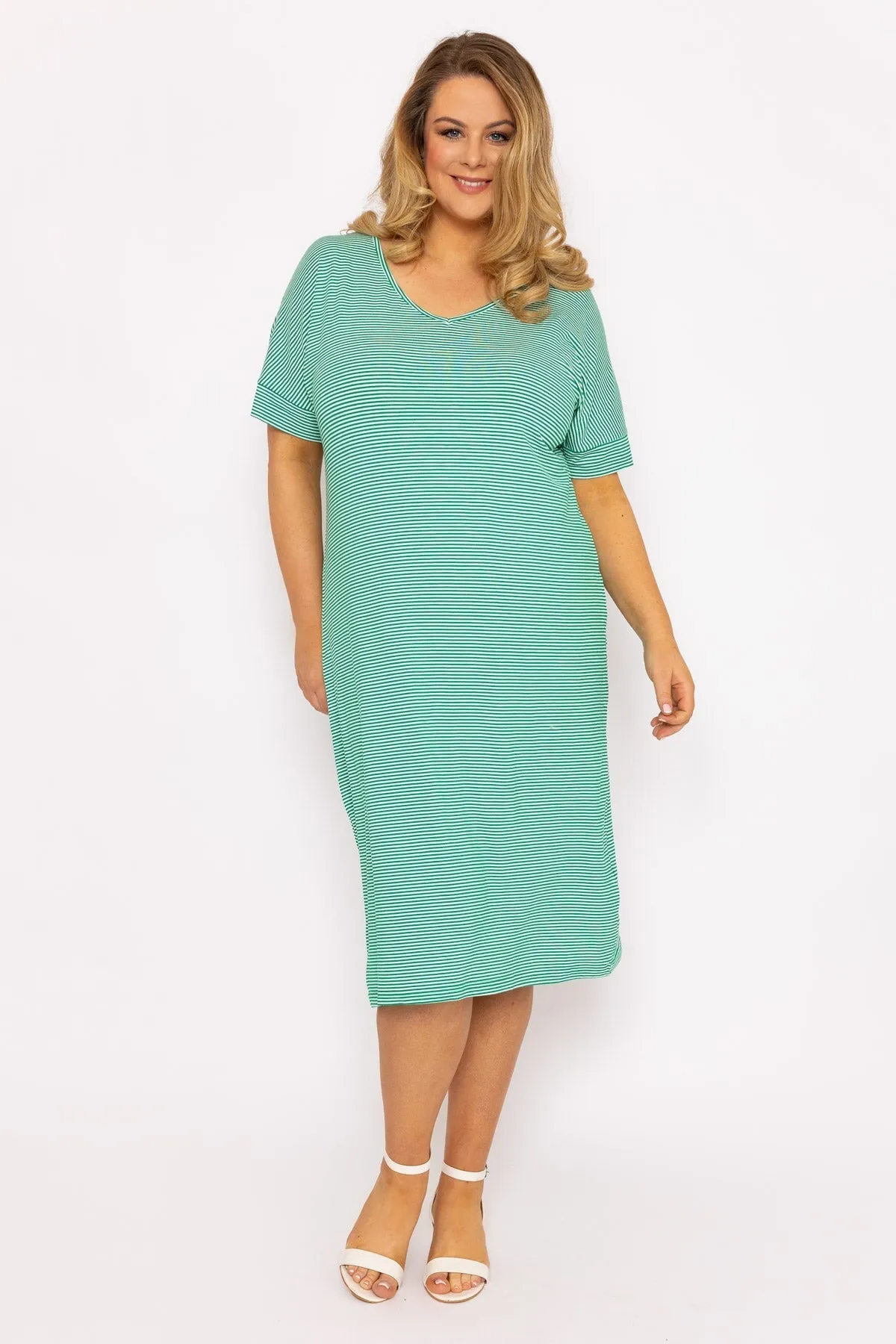 Green Striped Jersey Dress