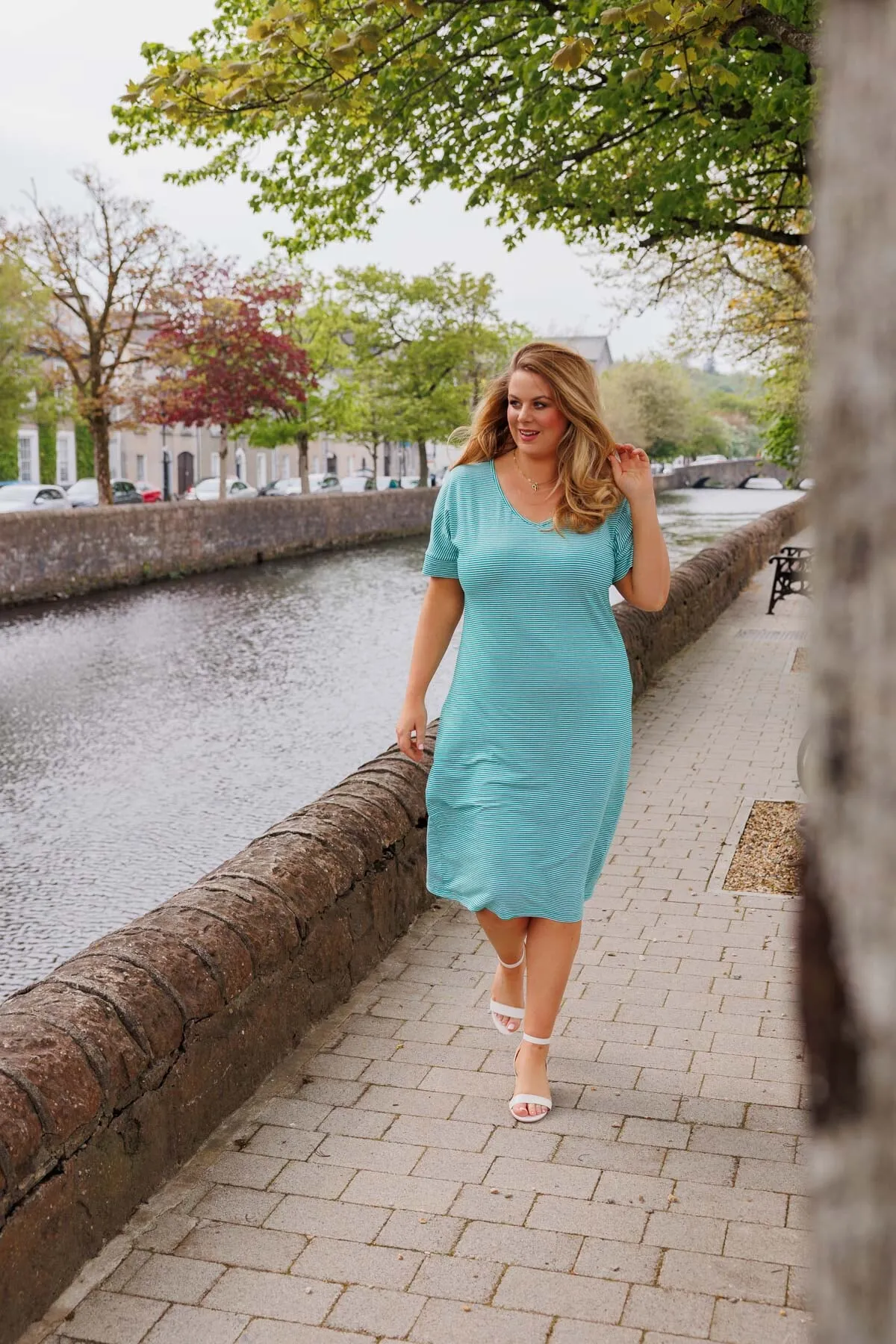 Green Striped Jersey Dress