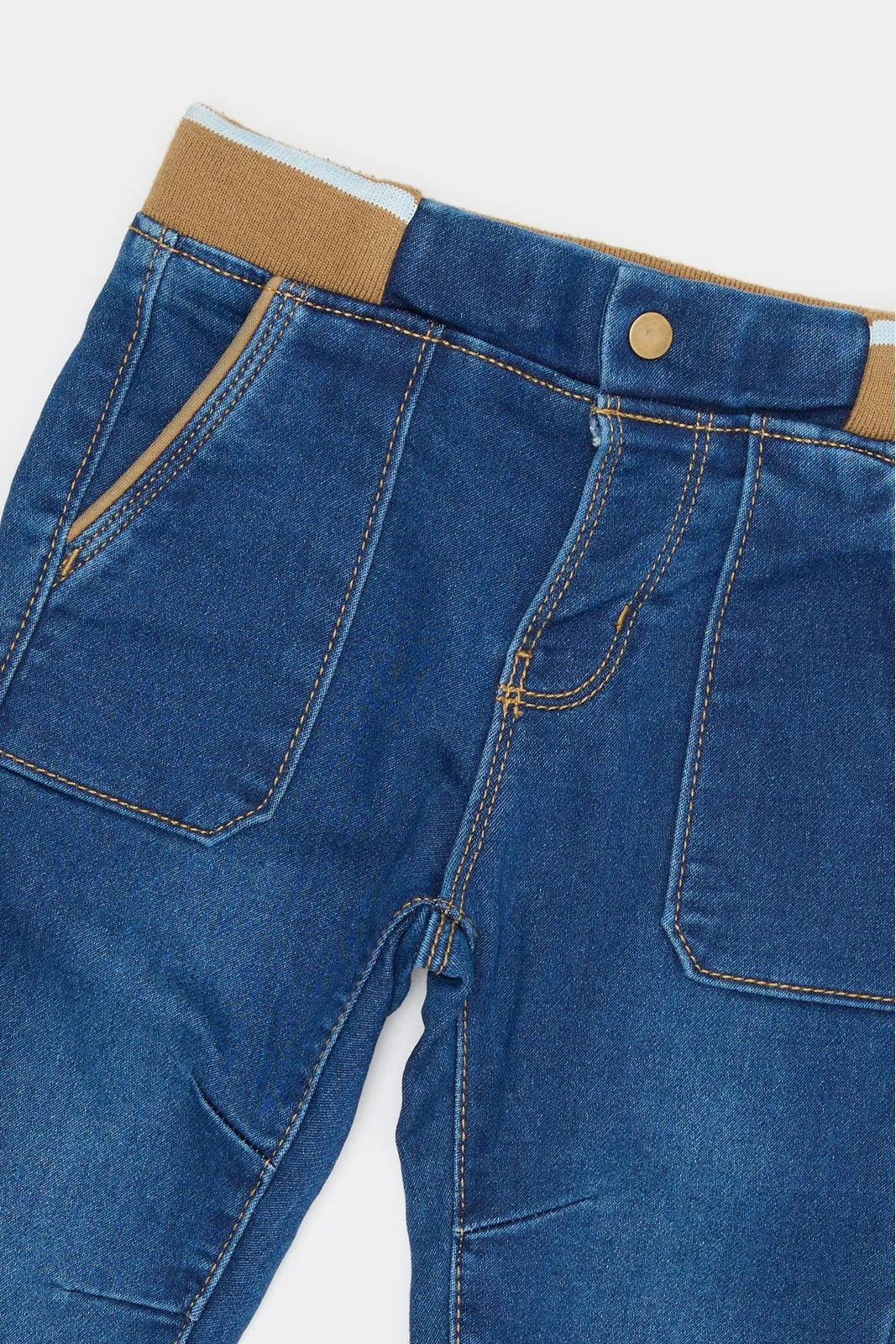 Infant Boys Navy Pull On Jeans