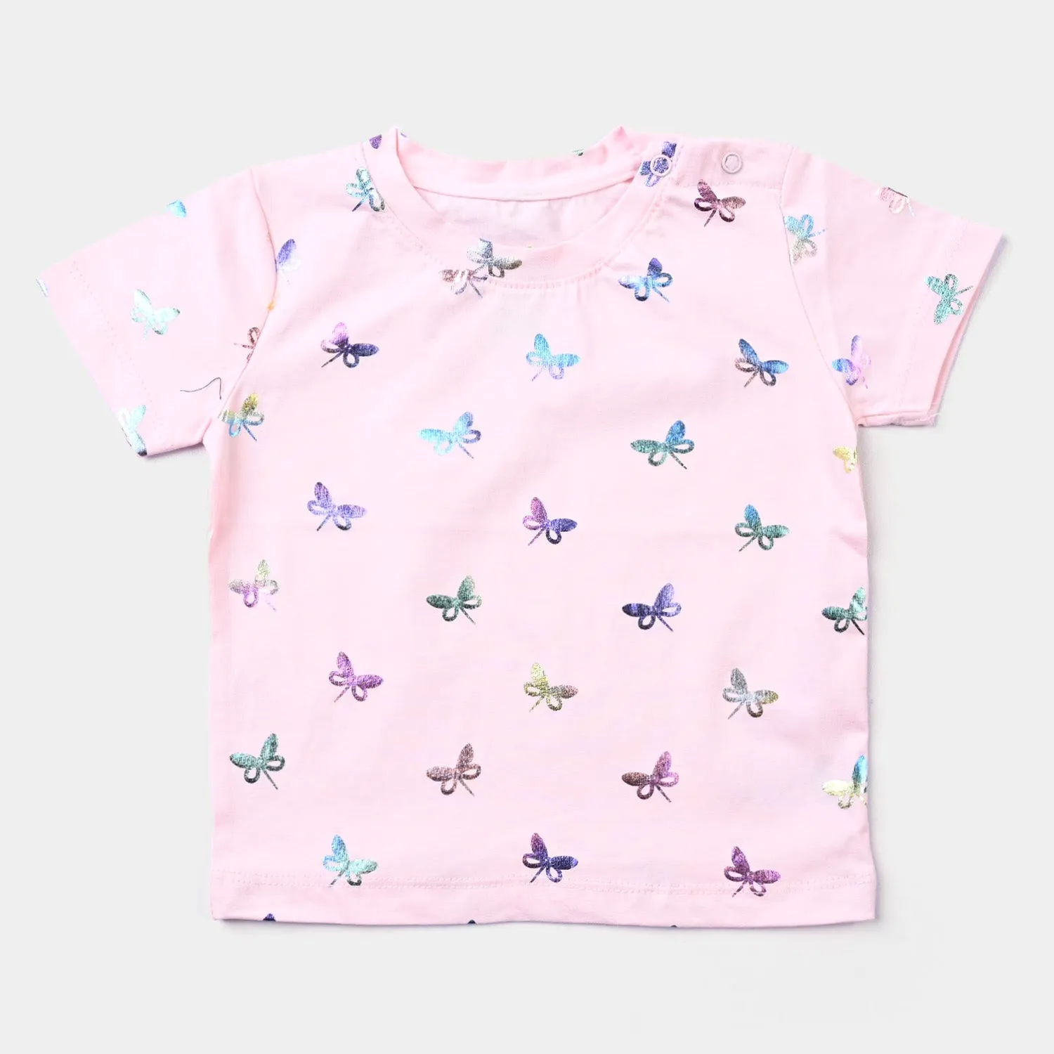 Infant Girls Cotton Jersey T-Shirt Butterflies-L.Pink