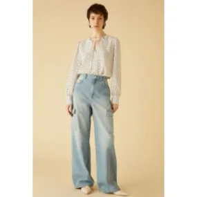 Jeans cargo wide leg donna Azzurro