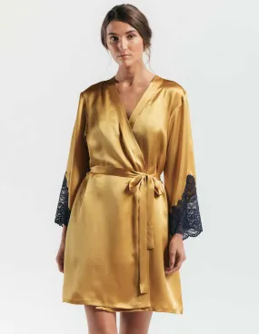 Juliette Short Gold Silk Robe