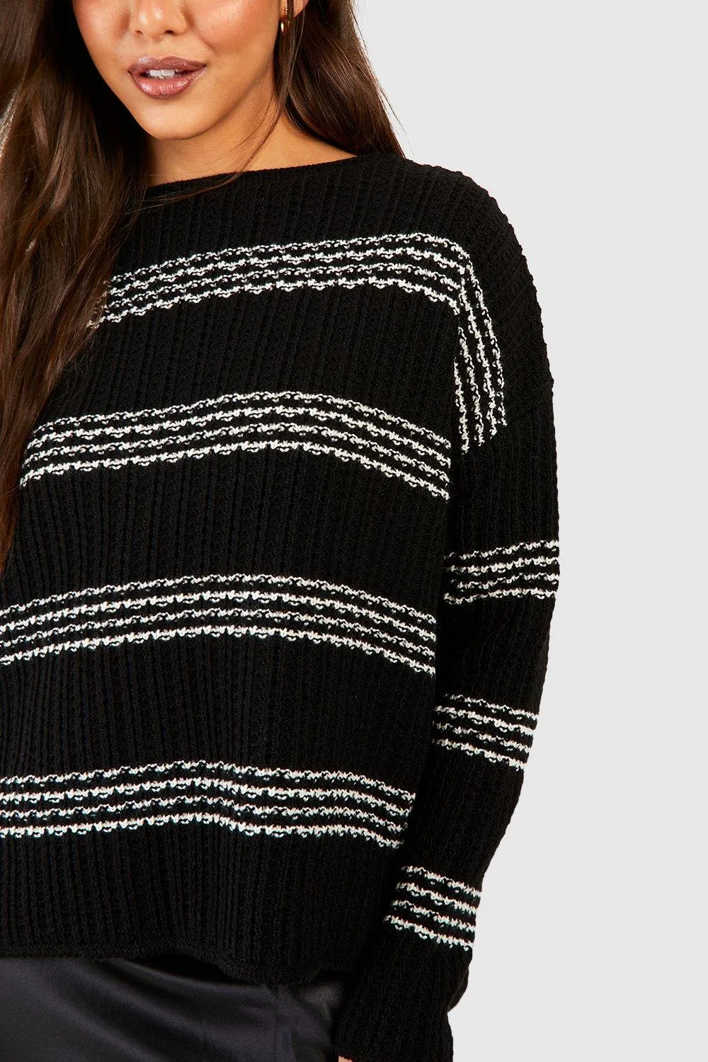 Jumpers & Cardigans | Textured Stripe Jumper | boohoo