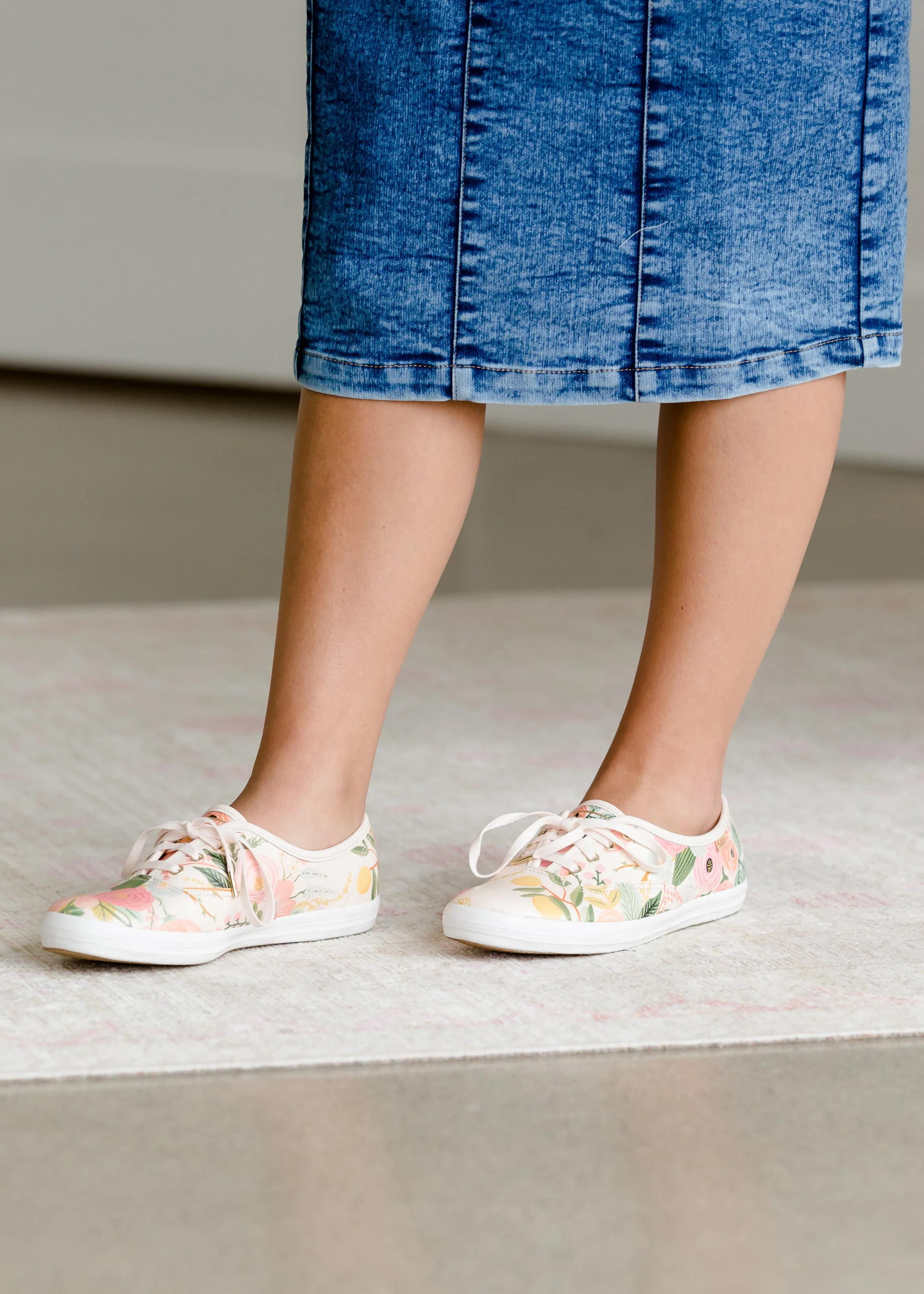 Keds Premium Leather Rifle Paper Floral Sneaker - FINAL SALE