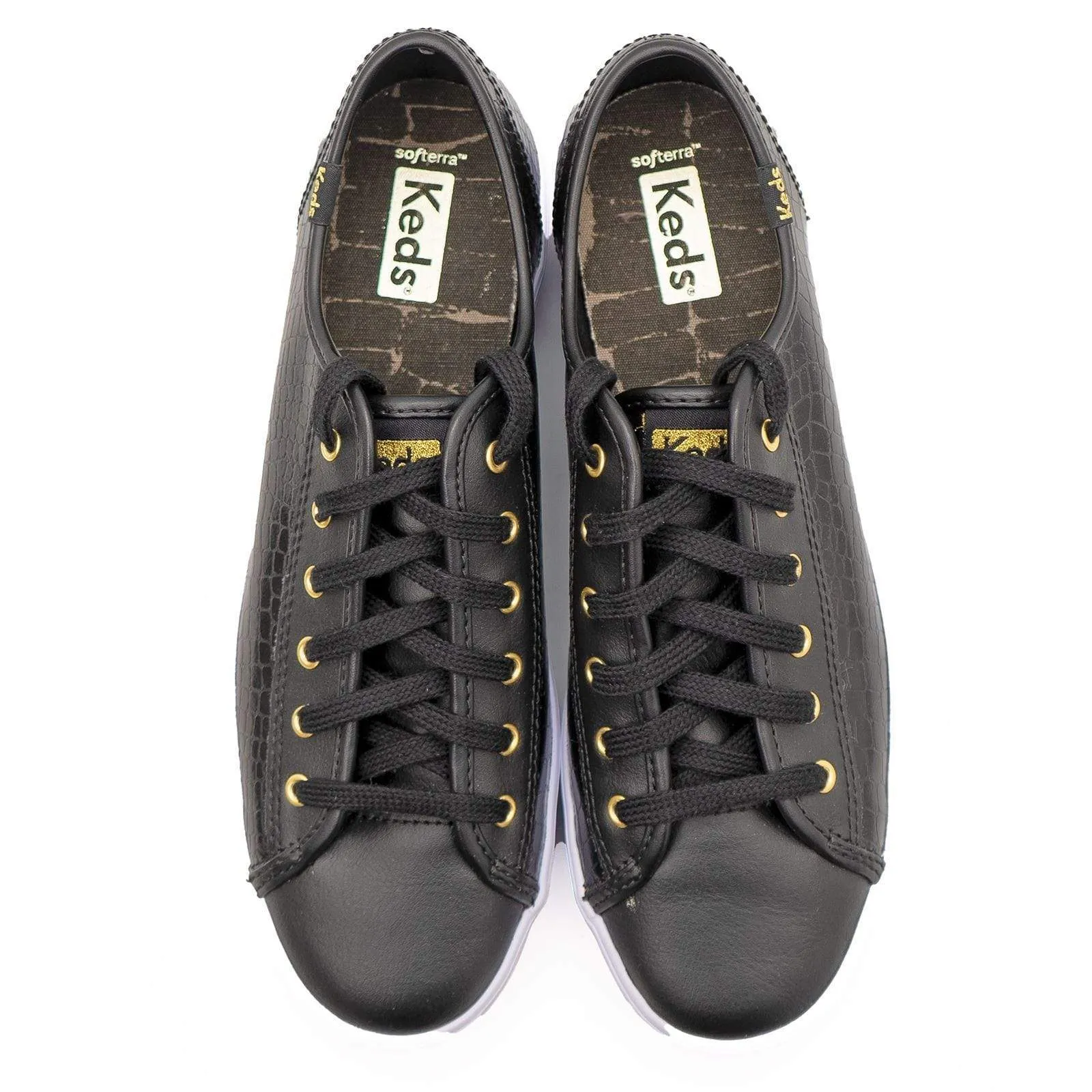 Keds Shoes Triple Kick Croc Leather Black Trainers