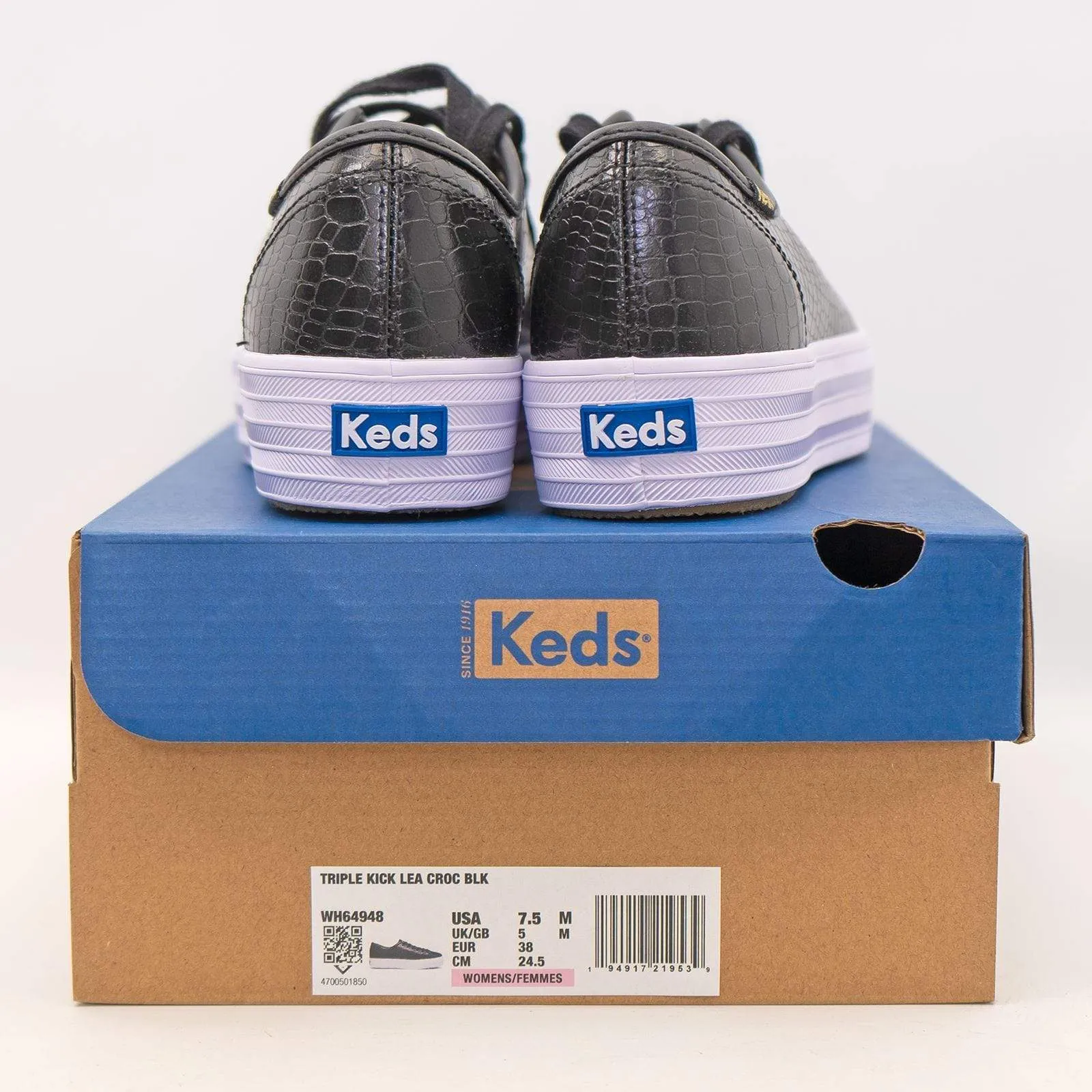 Keds Shoes Triple Kick Croc Leather Black Trainers