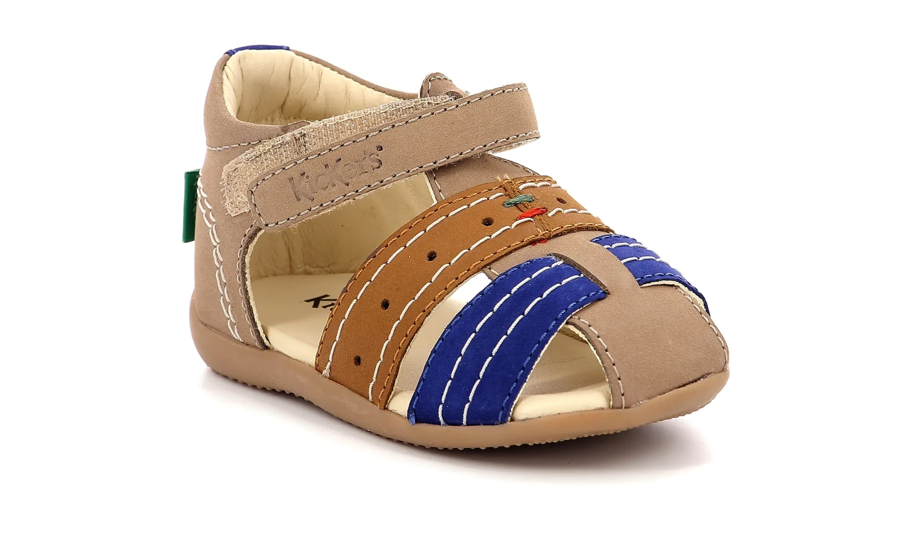 KICKERS BIGBAZAR camel & bleu Sandales Nu Pieds