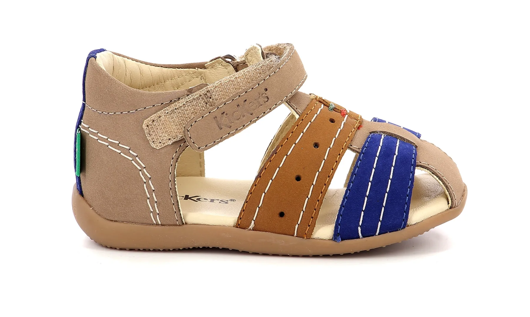 KICKERS BIGBAZAR camel & bleu Sandales Nu Pieds