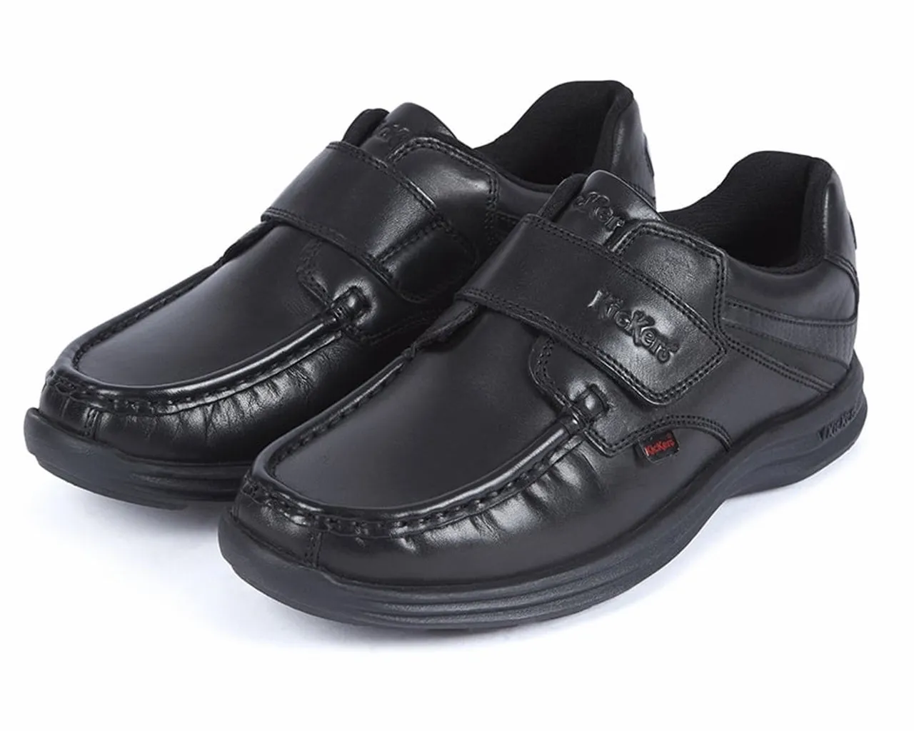 Kickers Black Leather Shoes Reasan Strap YM 112870