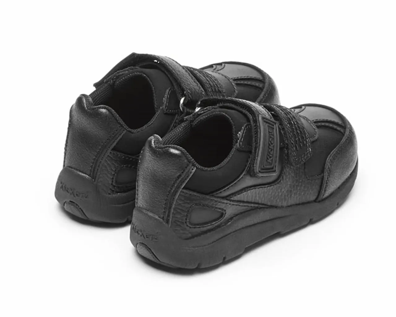 Kickers Kids Shoes Black Leather Reflex 114173