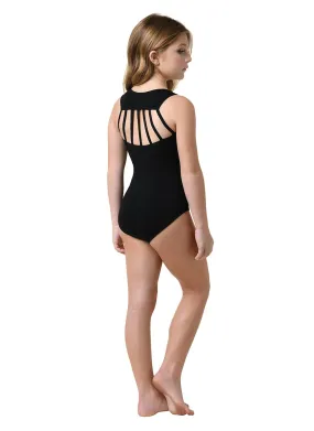 Kids Amelia Classic Black Seven Strap Leotard