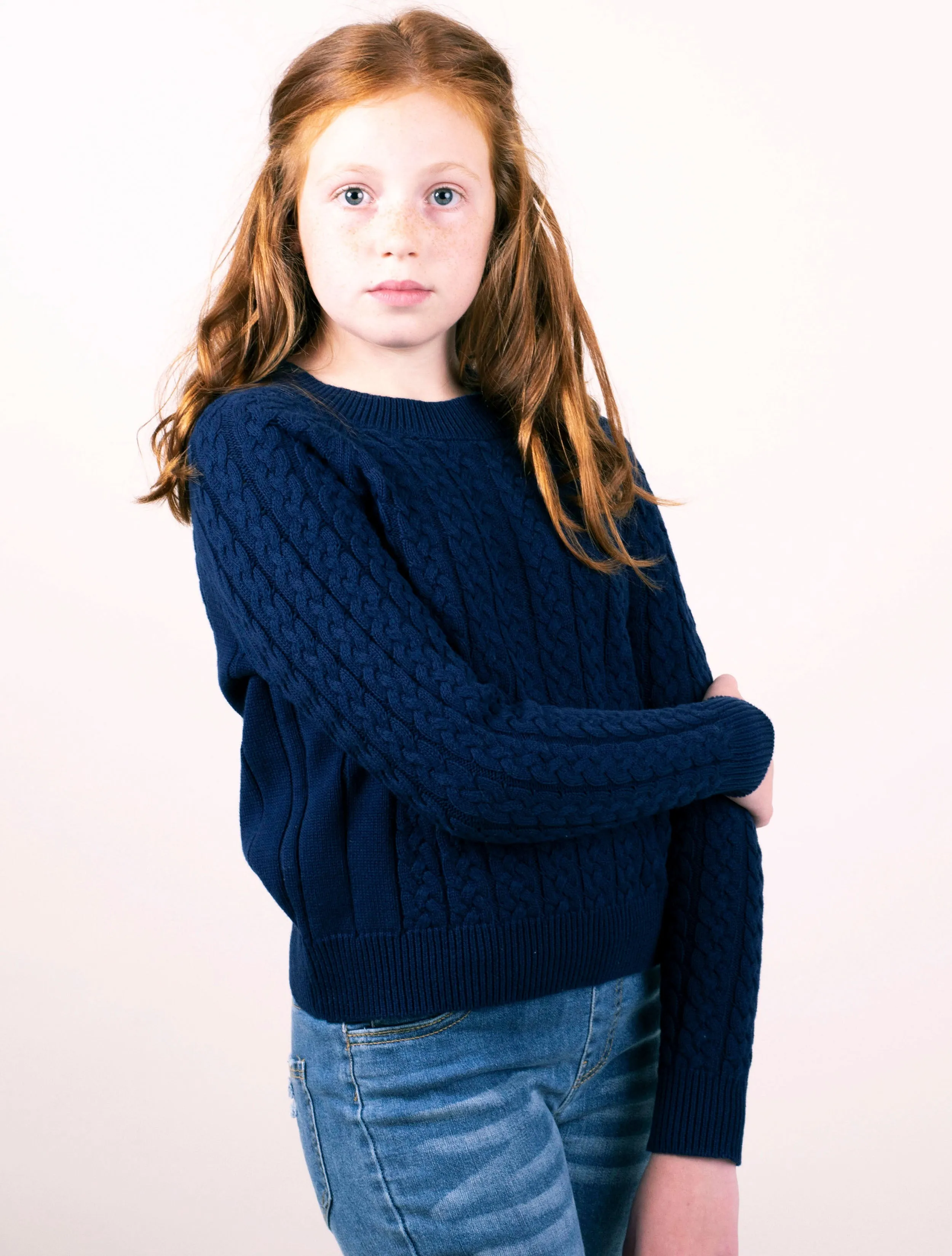 Kids Unisex Chunky Knit Jumper Navy