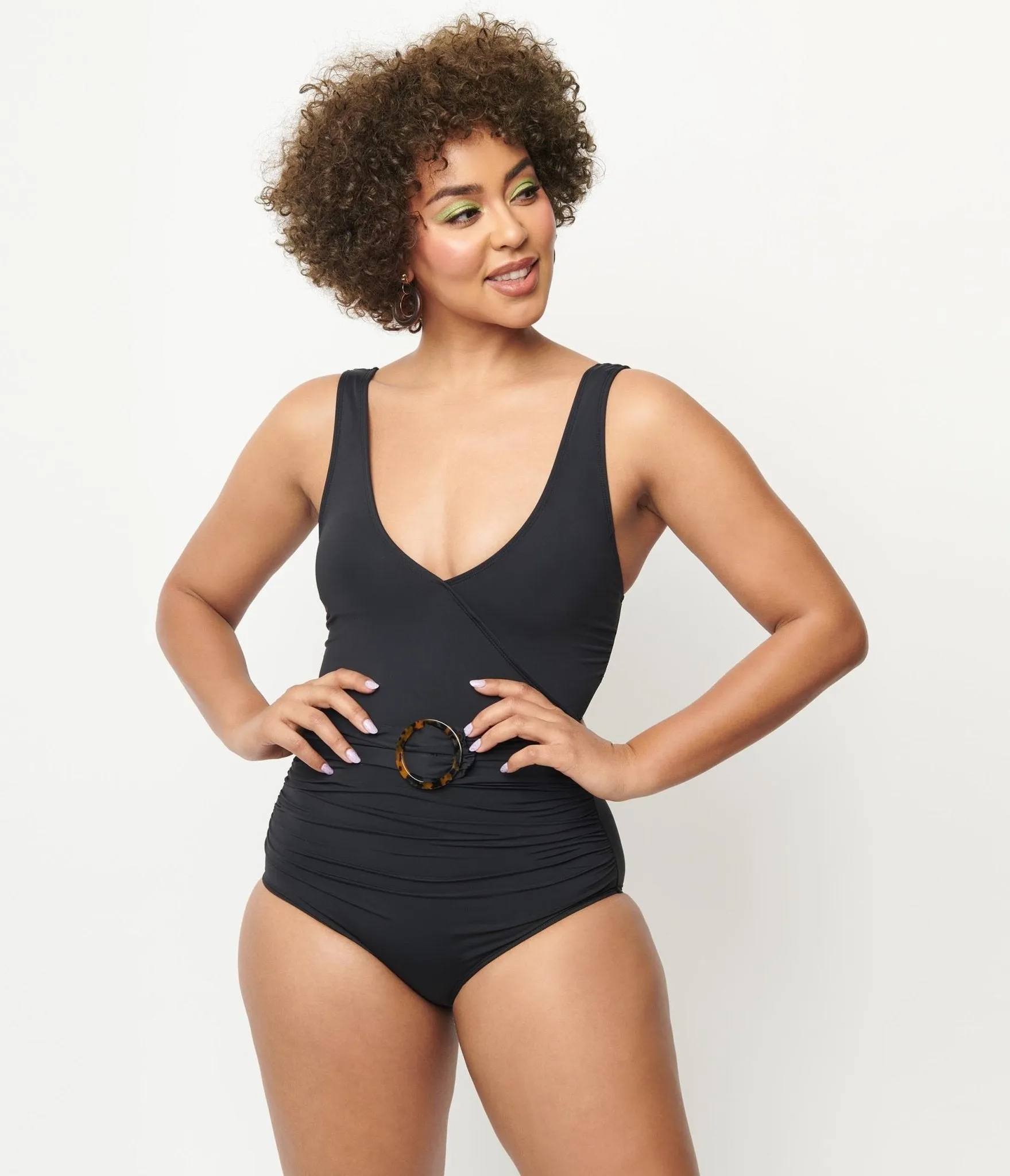 Kingdom & State 1950s Black Belted One Piece Swimsuit