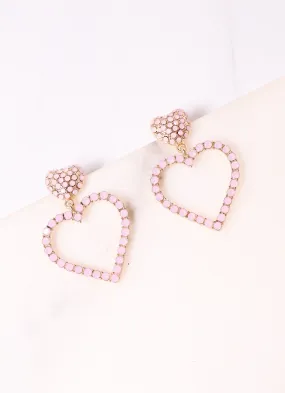 Laredo CZ Heart Earring PINK OPAL