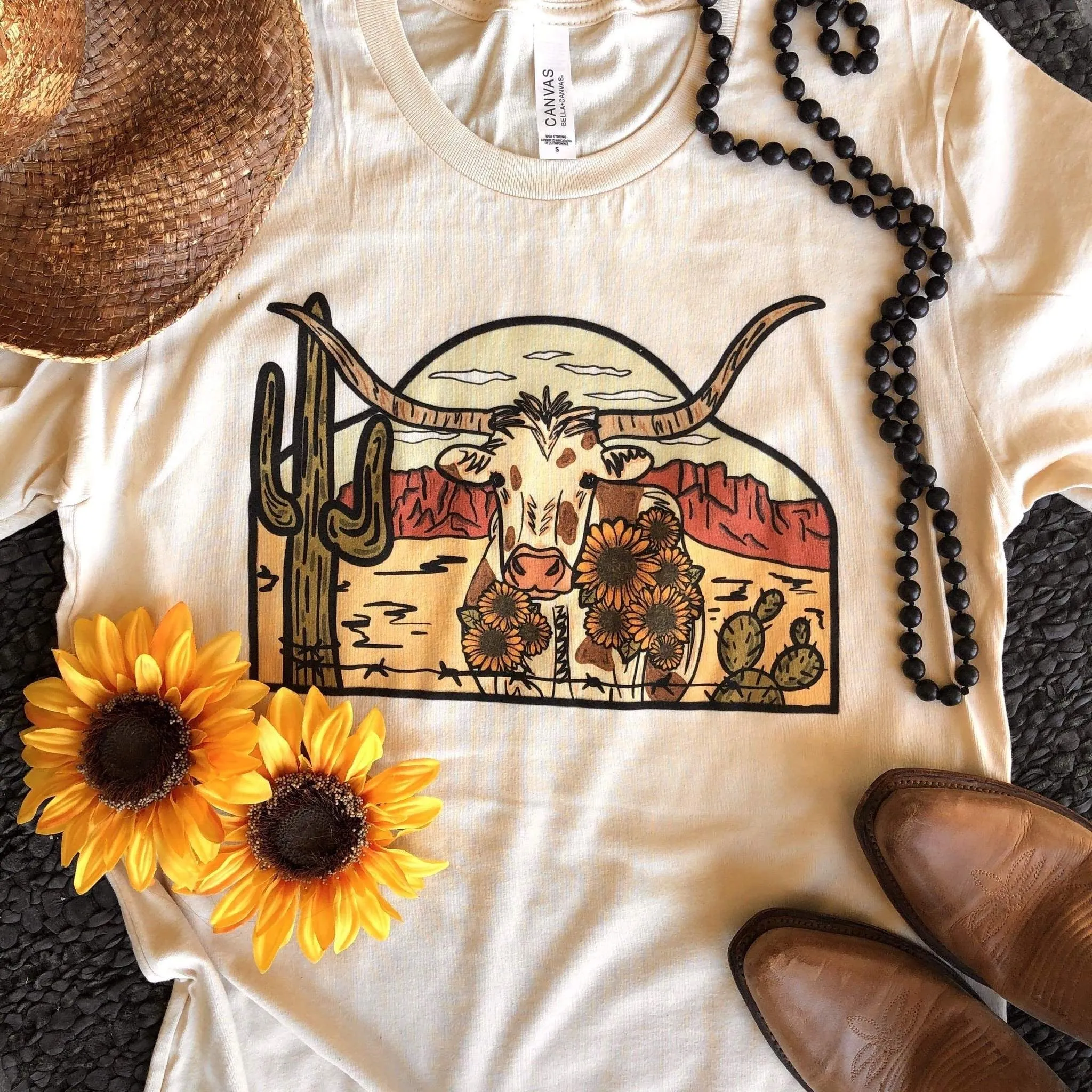 Laredo Longhorn Desert Scene Graphic Tee (made 2 order) LC