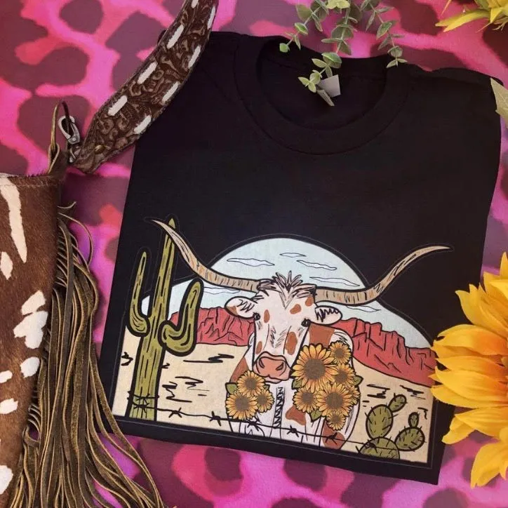 Laredo Longhorn Desert Scene Graphic Tee (made 2 order) LC