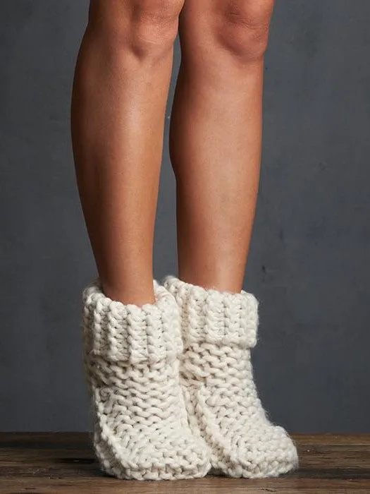 LEMON Cabin Cuffed Knit Slippers