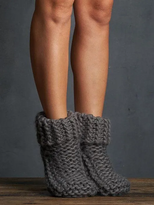 LEMON Cabin Cuffed Knit Slippers