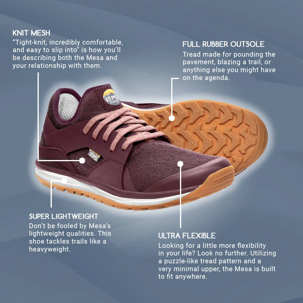 Lems women's shoes in Mesa color with rosewood accents