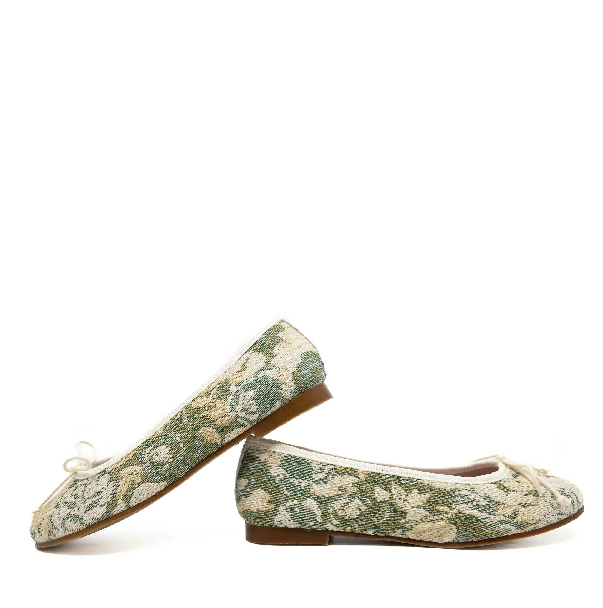 LMDI Green Jacquard Bow Ballet Flat