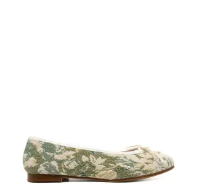 LMDI Green Jacquard Bow Ballet Flat