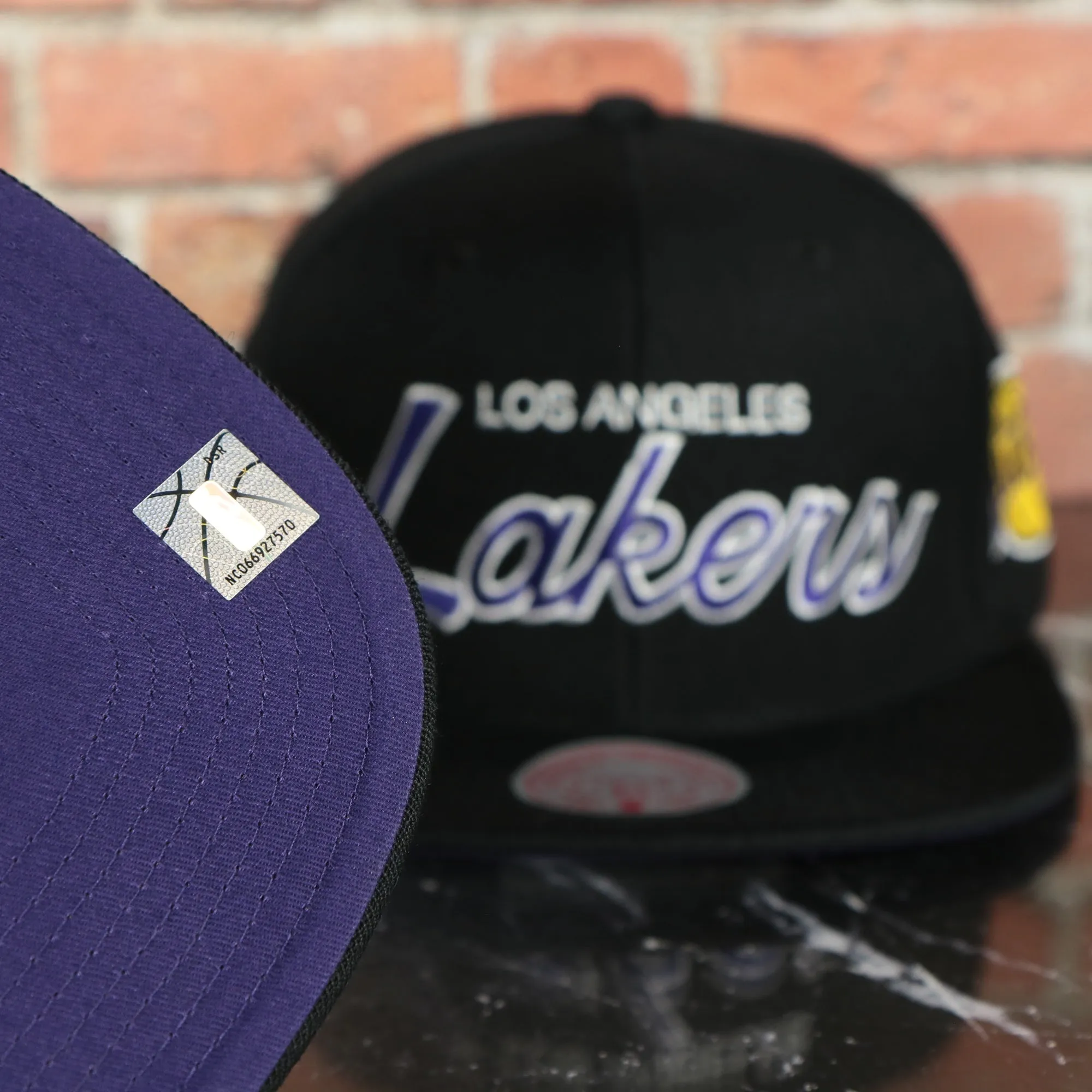 Los Angeles Lakers Vintage Retro NBA Team Script 2.0 Mitchell and Ness Snapback Hat | Black