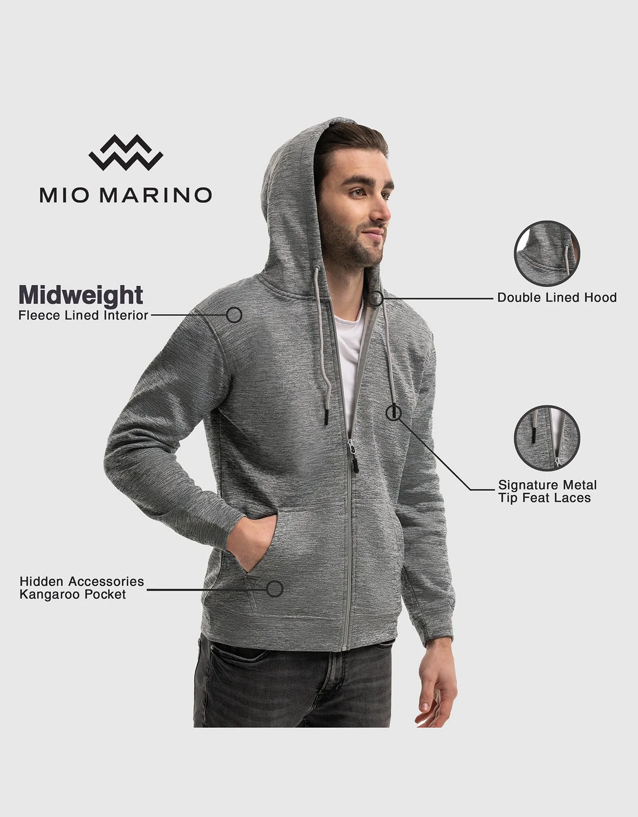 Men’s Full Zip Hooded Sweatshirt by Mio Marino