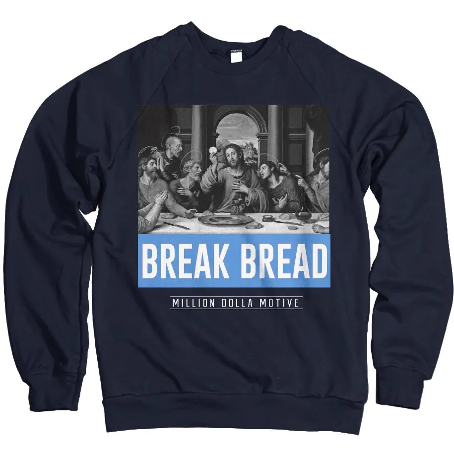 Navy Blue Crewneck Sweatshirt - Break Bread - Buy Now.