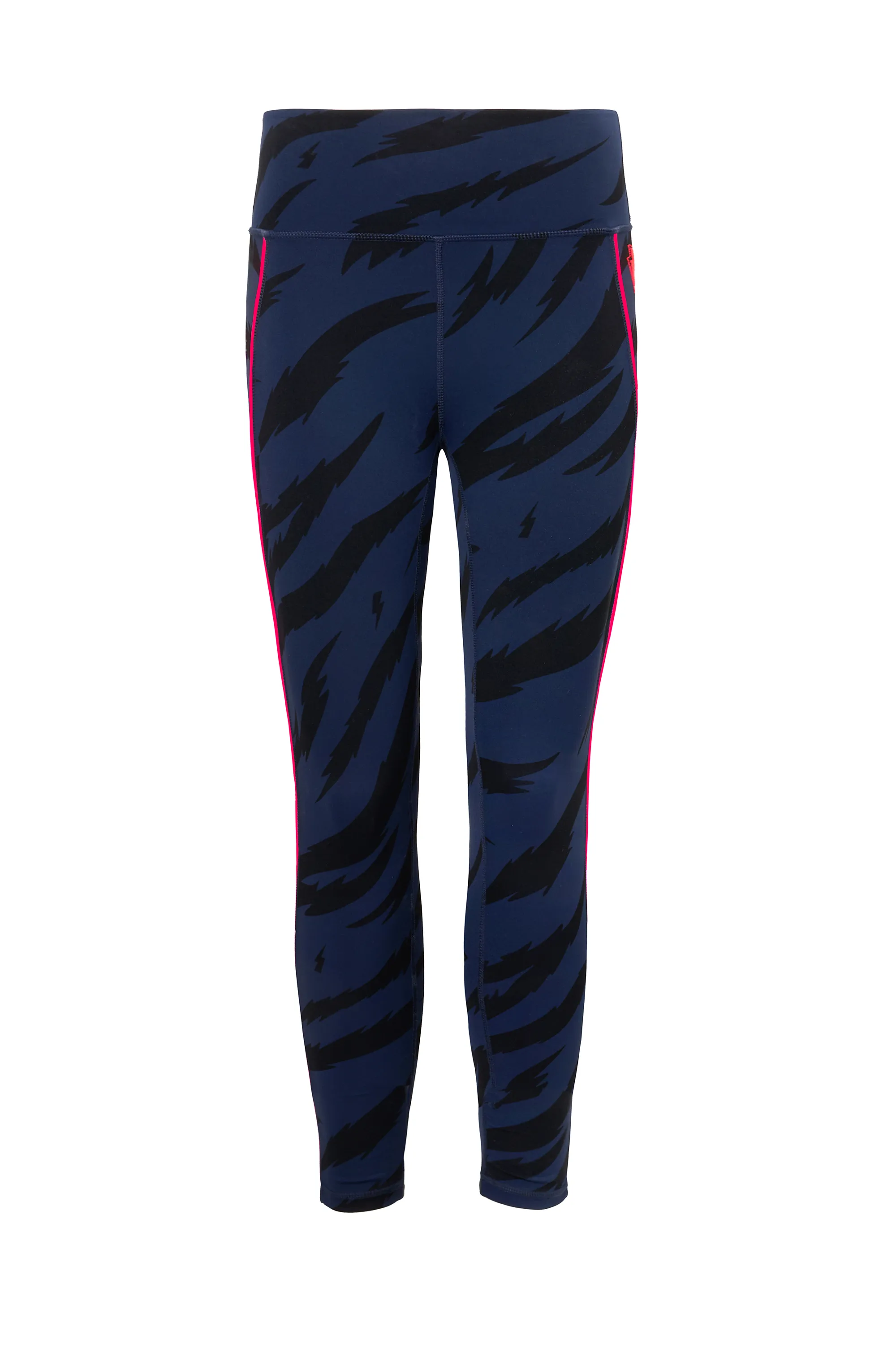 Navy with Black Graphic Tiger Print 7/8 Length Active Leggings