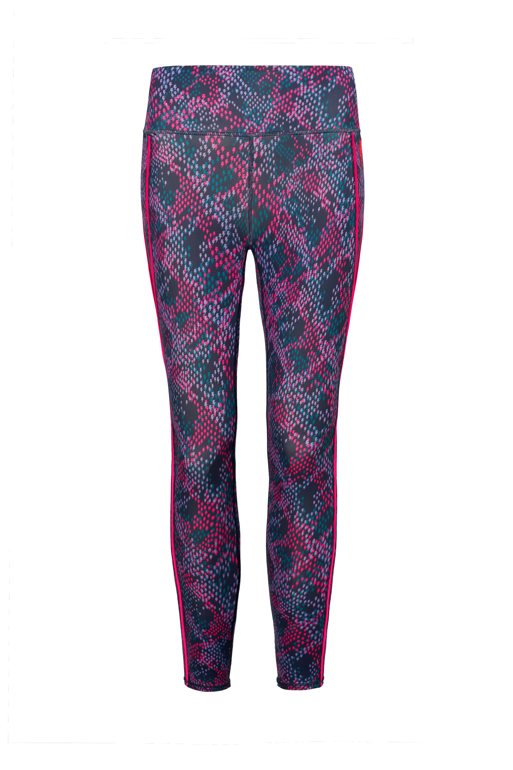 Navy with Pink and Lilac Lightning Bolt Snake Print Full Length Active Leggings