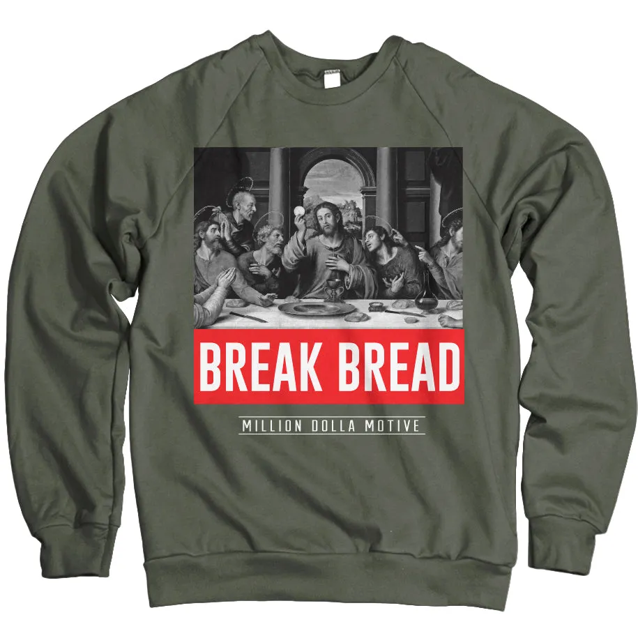 Olive Crewneck Sweatshirt - Buy 'Break Bread' Online Now