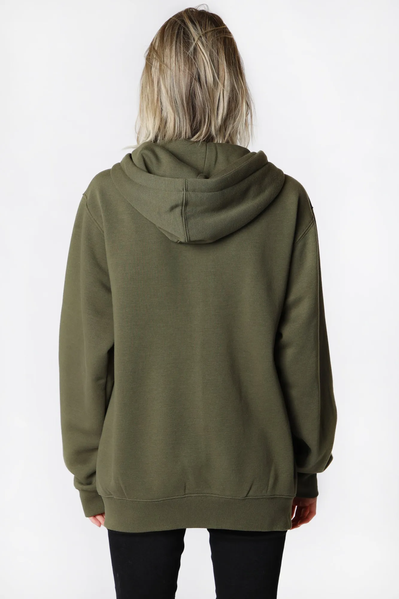 Olive Green Enygma Women's Hooded Zip-Up Top