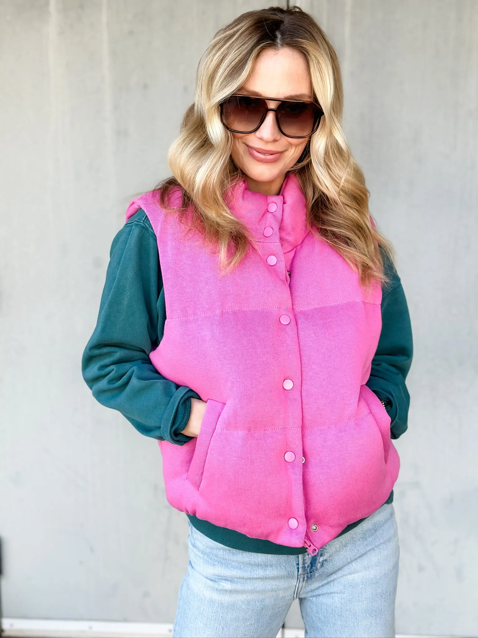 Pink Puffer Cropped Vest