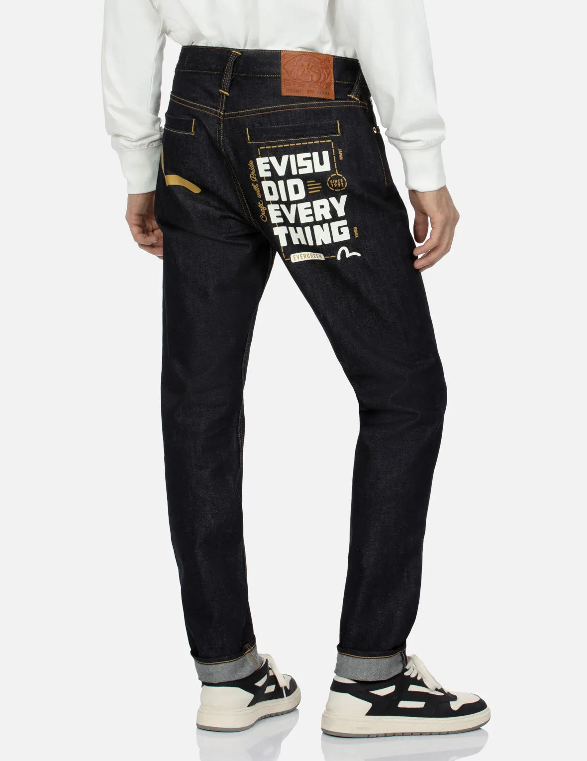 Seagull and Slogan Print Carrot Fit Jeans #2017