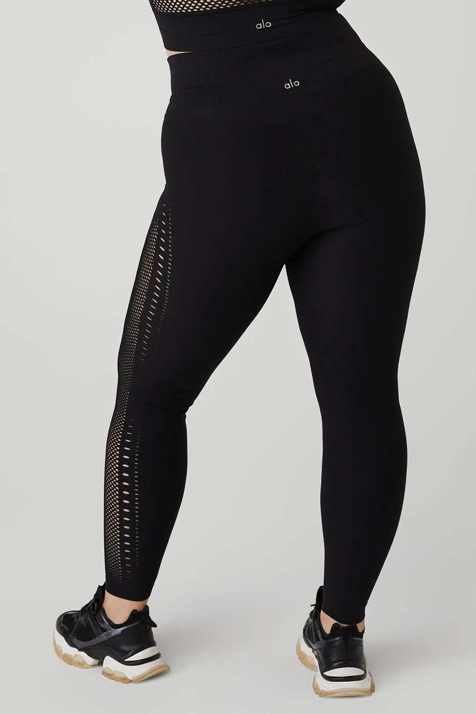 Seamless High-Waist 7/8 Open Air Legging - Black