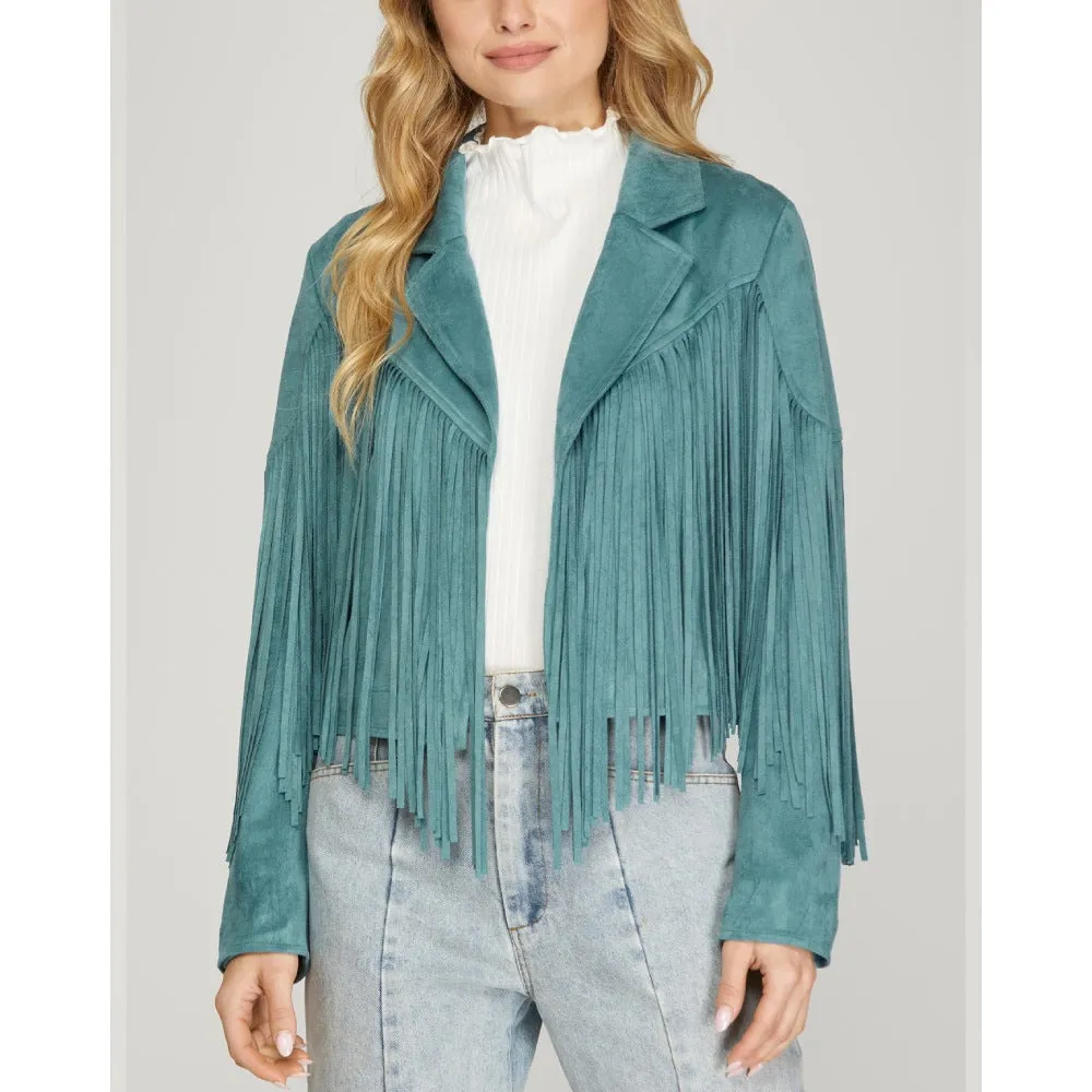 She+Sky Womens Fringe Jacket | Versatile | Outerwear