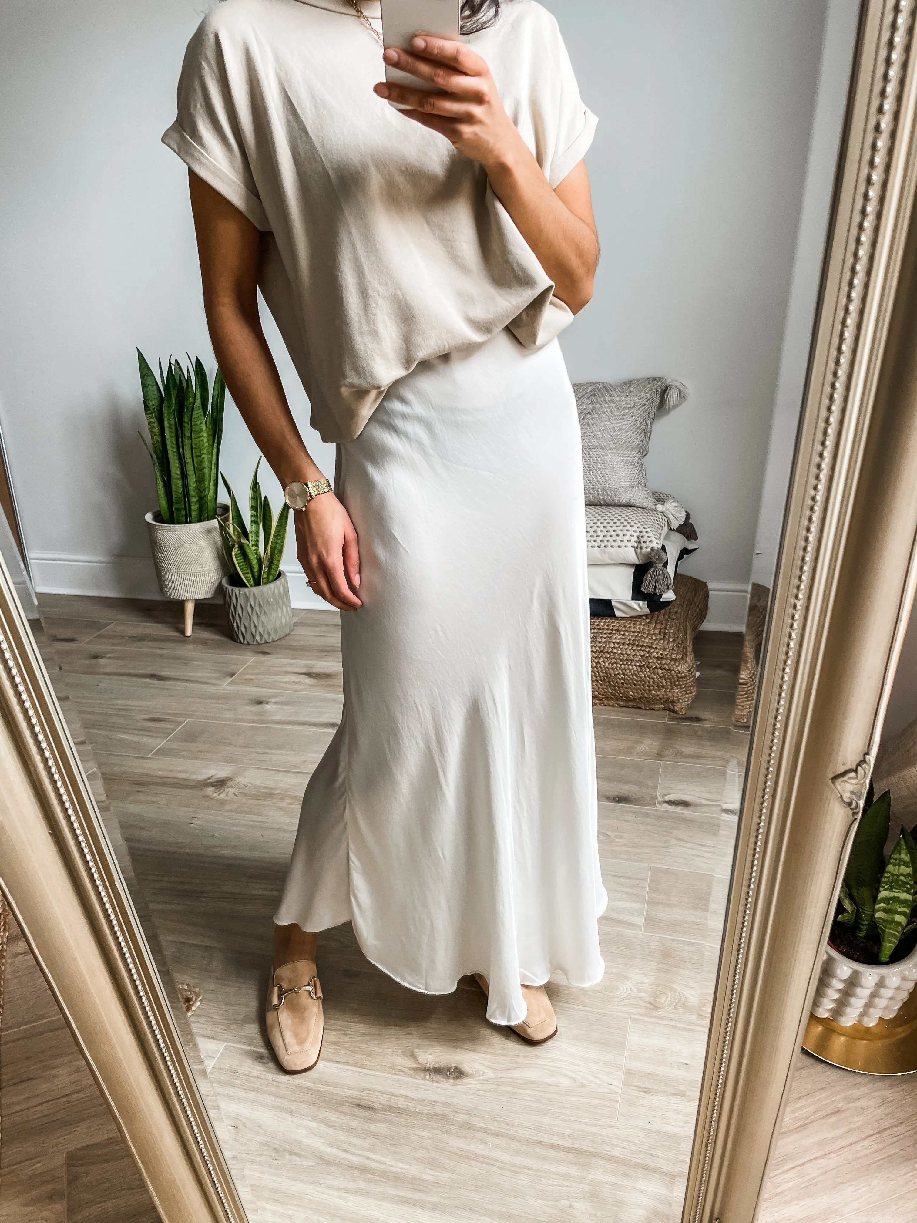 Silk Blend Bias Maxi Skirt