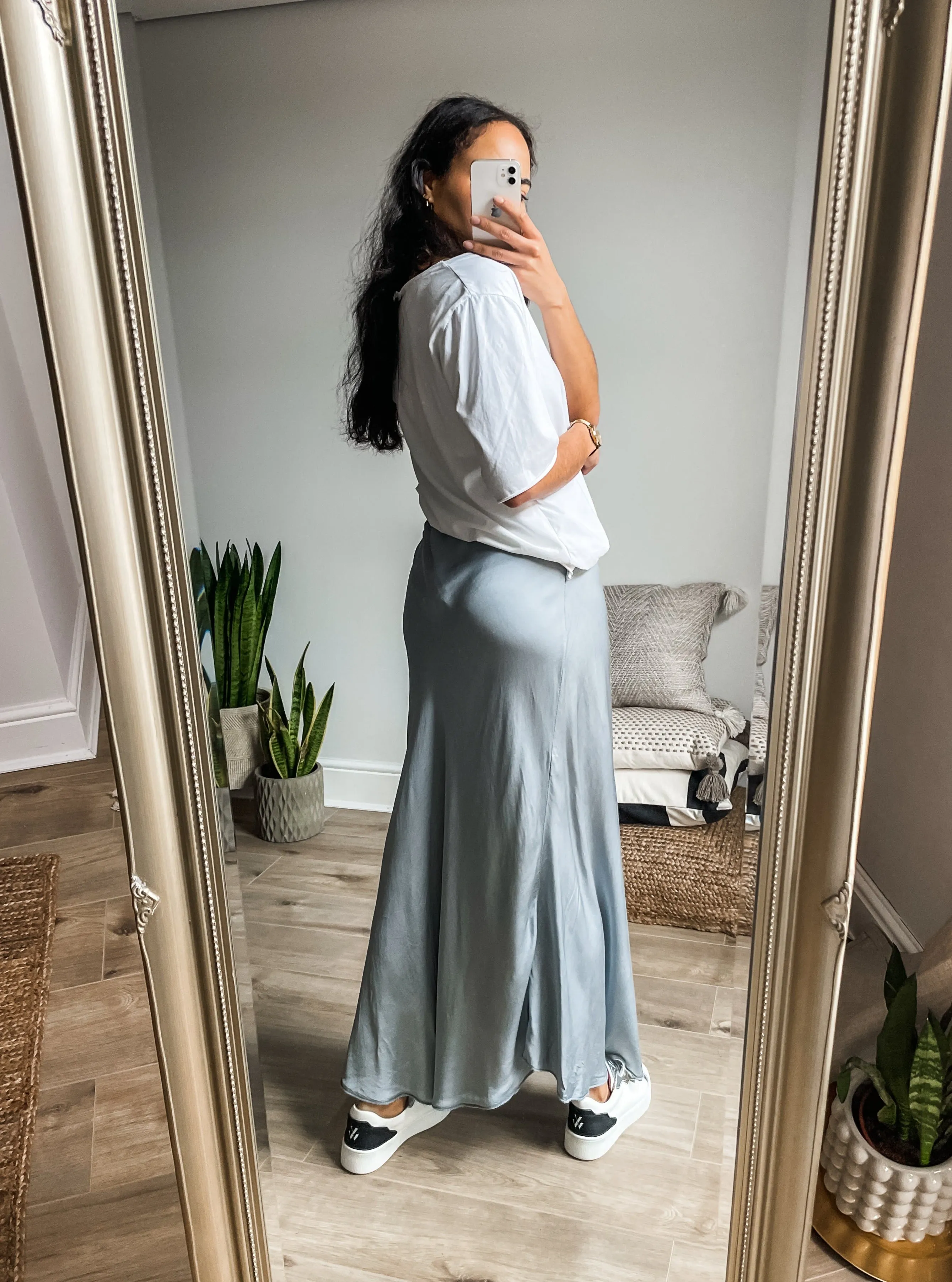 Silk Blend Bias Maxi Skirt