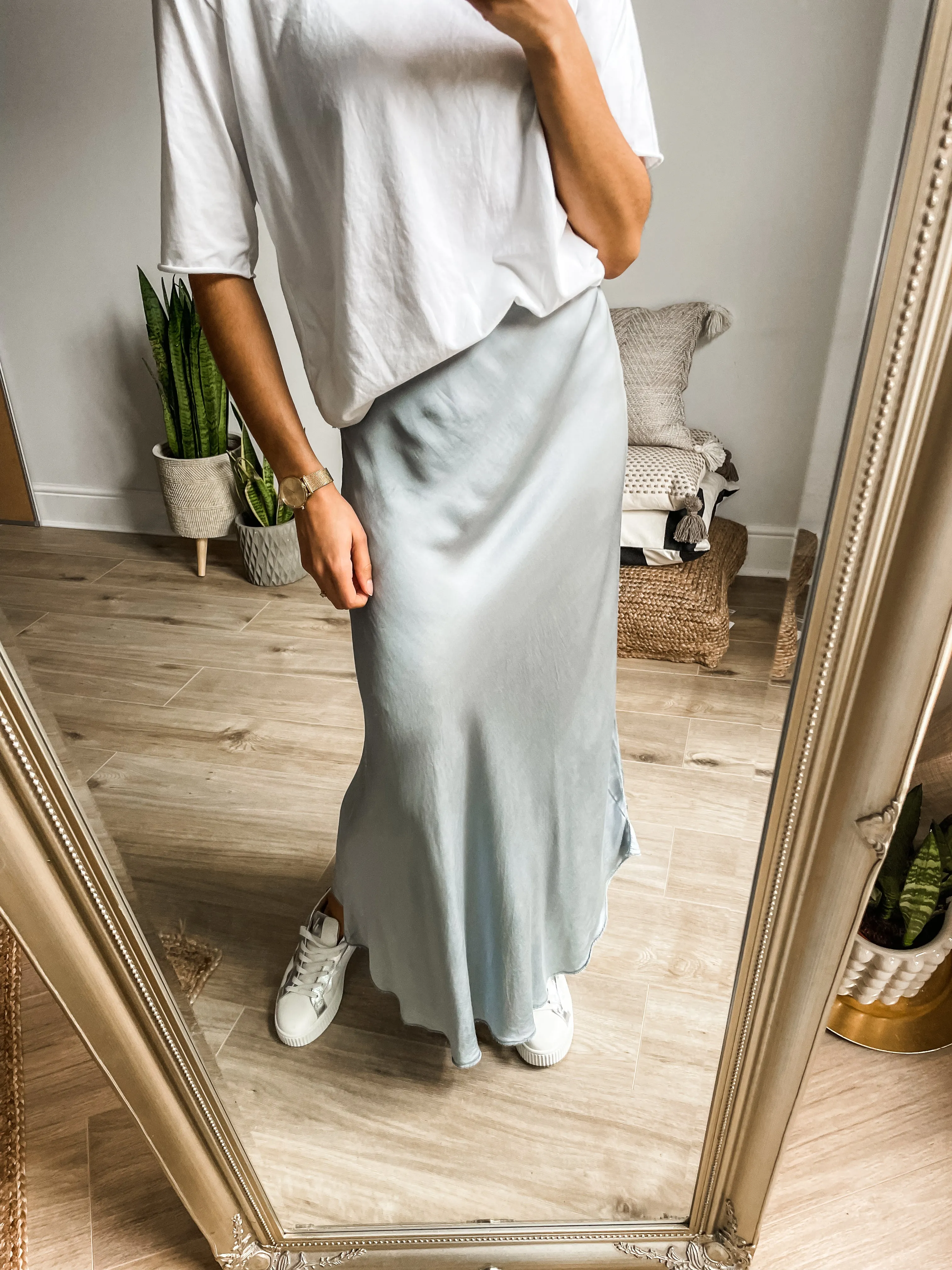 Silk Blend Bias Maxi Skirt