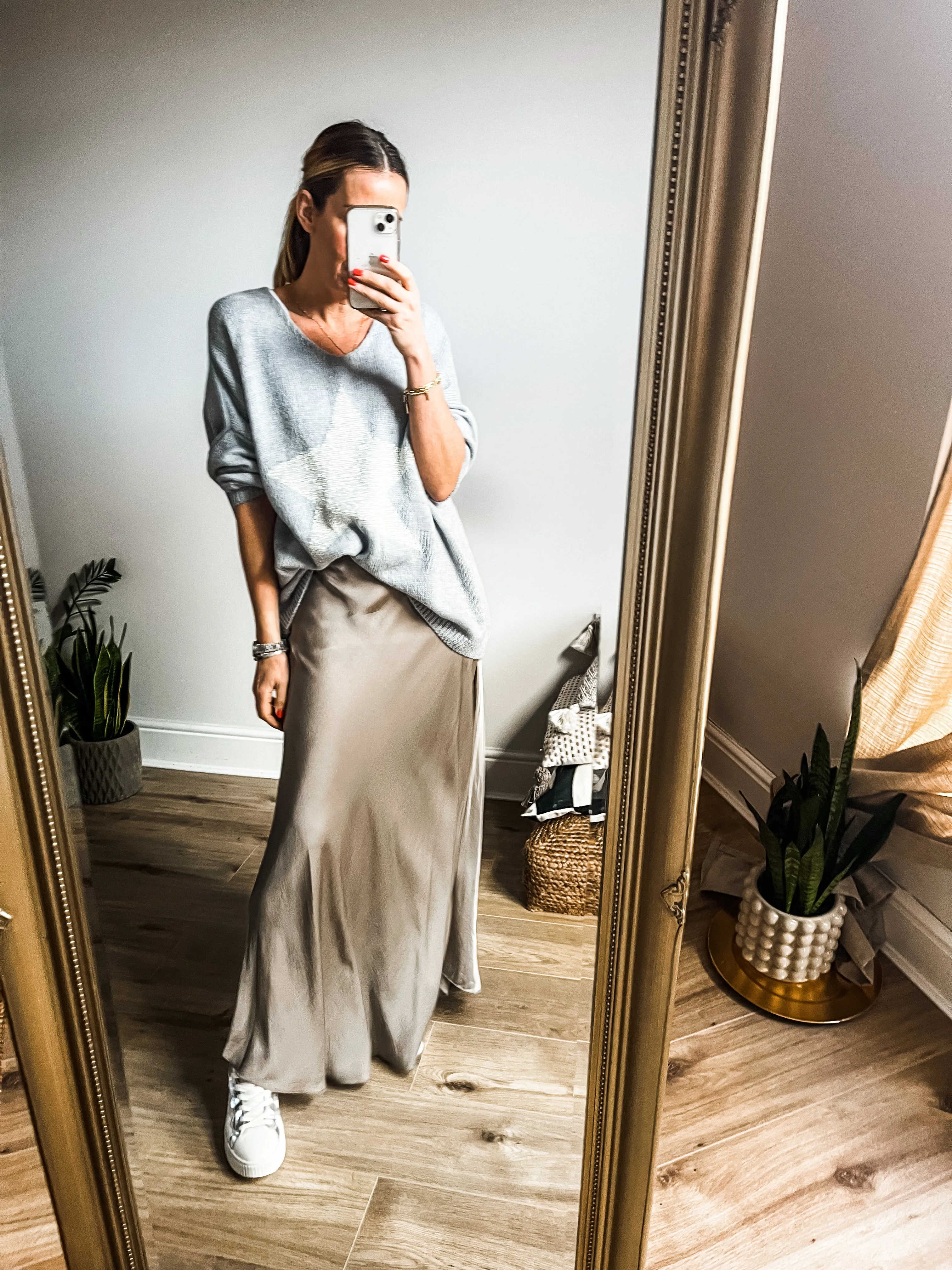 Silk Blend Bias Maxi Skirt