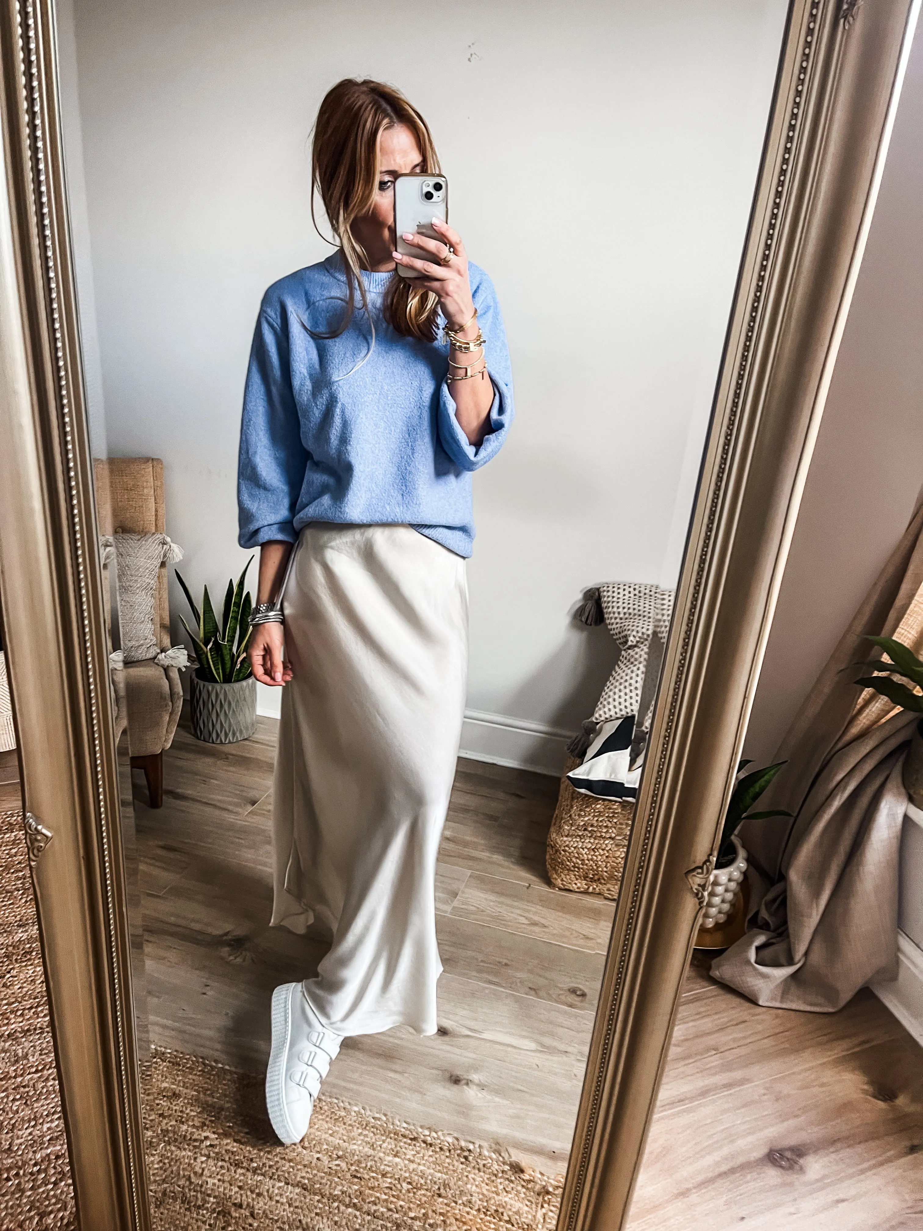 Silk Blend Bias Maxi Skirt